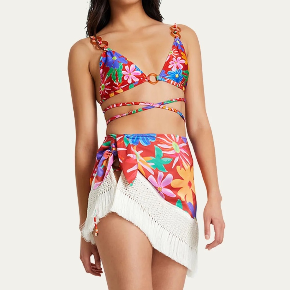 PATBO Floral Print Fringe Sarong